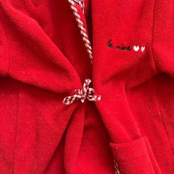 Baby Gap 0-3M Red Fleece Housecoat Heart Cozy VGUC Infant Robe - Picture 9 of 16